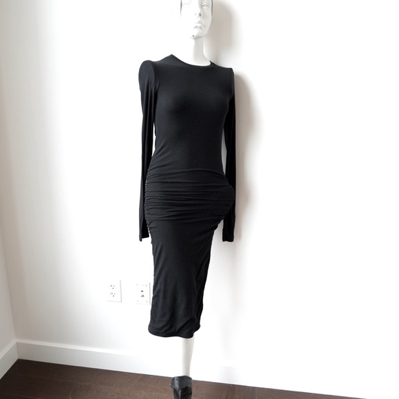 ATM Anthony Thomas Melillo Ribbed Knit Midi Sweater Dress - Black - XS - Picture 1 of 8